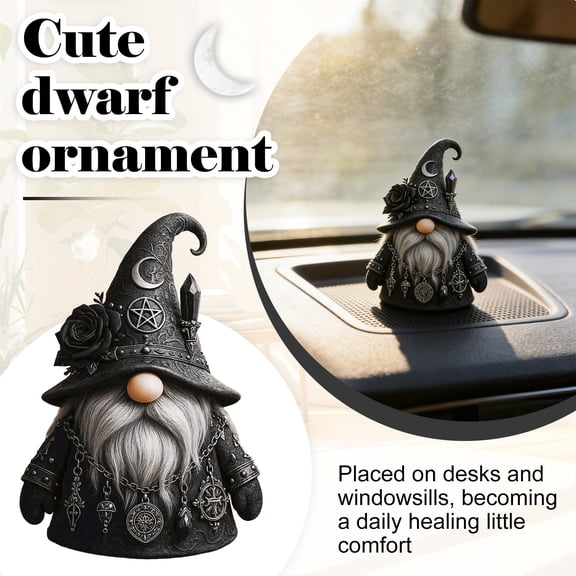 Gothic Wizard Gnome Figurine Home Decor,Halloween Gnomes Collect,Gothic Altar Decor,Gothic Gnomes Fall Decor,Mystical Gift for Occult & Dark Fantasy Lovers,5",Study Desk,Dinning,Mantel Decor