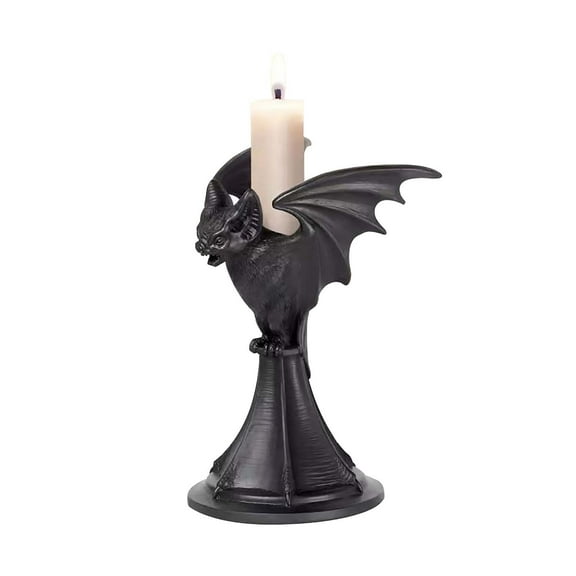Gothic Wolf Candle Holder for Halloween Decoration Resin Craft Bat Ornament Gift