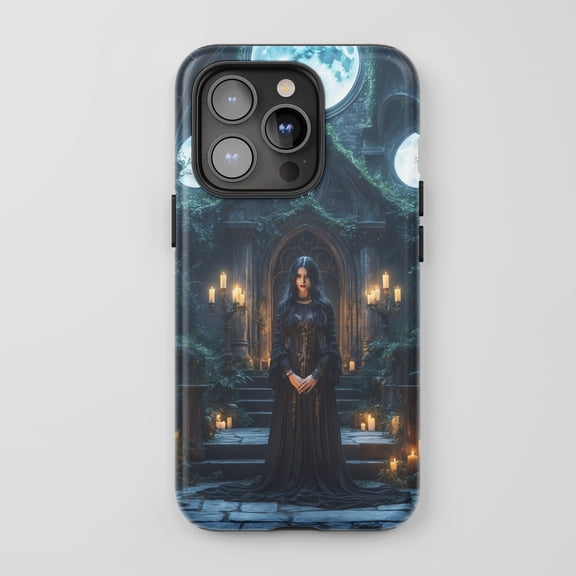 Gothic Woman For All iPhone Series Tough Phone Case Fantasy Blue Moon