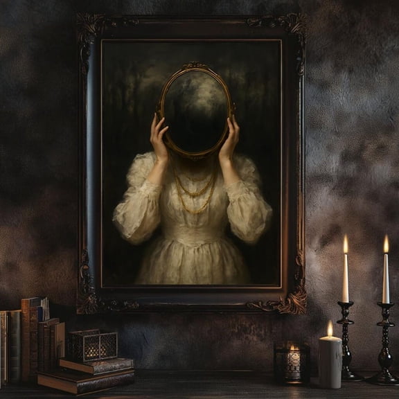 Gothic Woman Portrait Dark Vintage Art Poster Unframed Paper Print