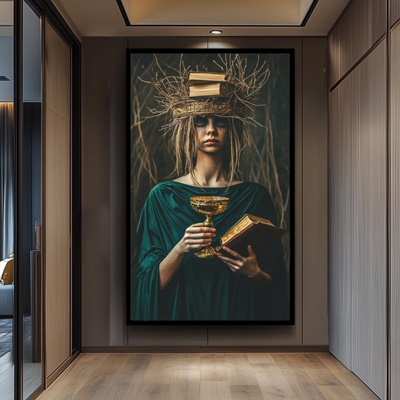 Gothic Woman Portrait Print Dark Fantasy Medieval Decor, Unframed Paper Poster 8x10in