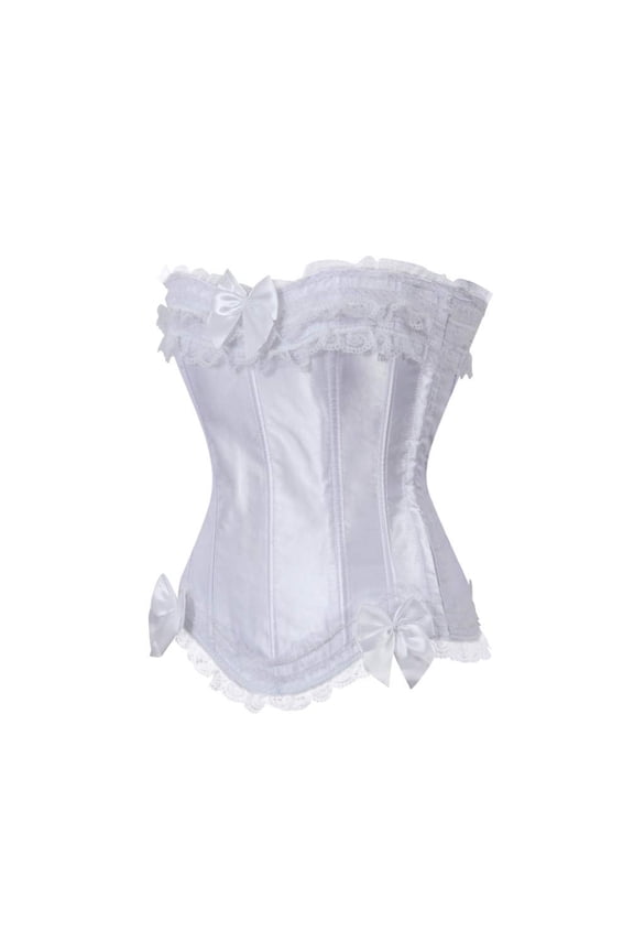 Gothic Women Plus Size Zip Party Club Night Lace Bustiers Corset White 6XL