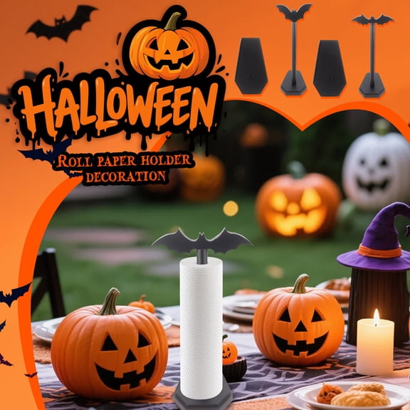 Gothic Wooden Coffin Paper Towel Holder Stand with Detachable Bat Topper Spooky Halloween Kitchen Countertop Decor for Oddities and Curiosities