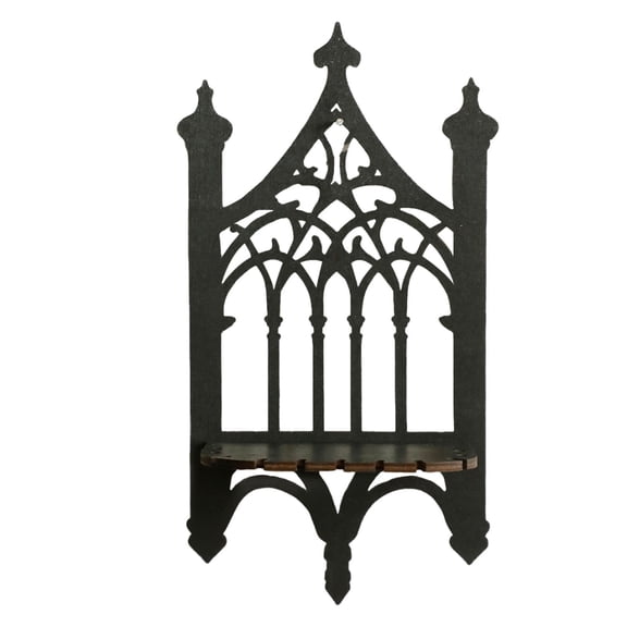 Gothic Wooden Wall Shelf Vintage Style Fence-Inspired Storage Rack for Home Decor, Bathroom & Entryway Organization