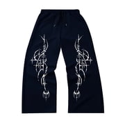 Gothic Y2K Cross Print Joggers for Men, Dark Streetwear Sweatpants, Loose Fit Elastic Waist Casual Trousers