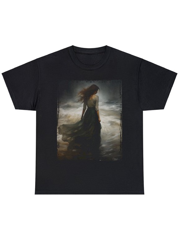 Gothic Young Girl Walking On the Sea Unisex T Shirt S-5XL