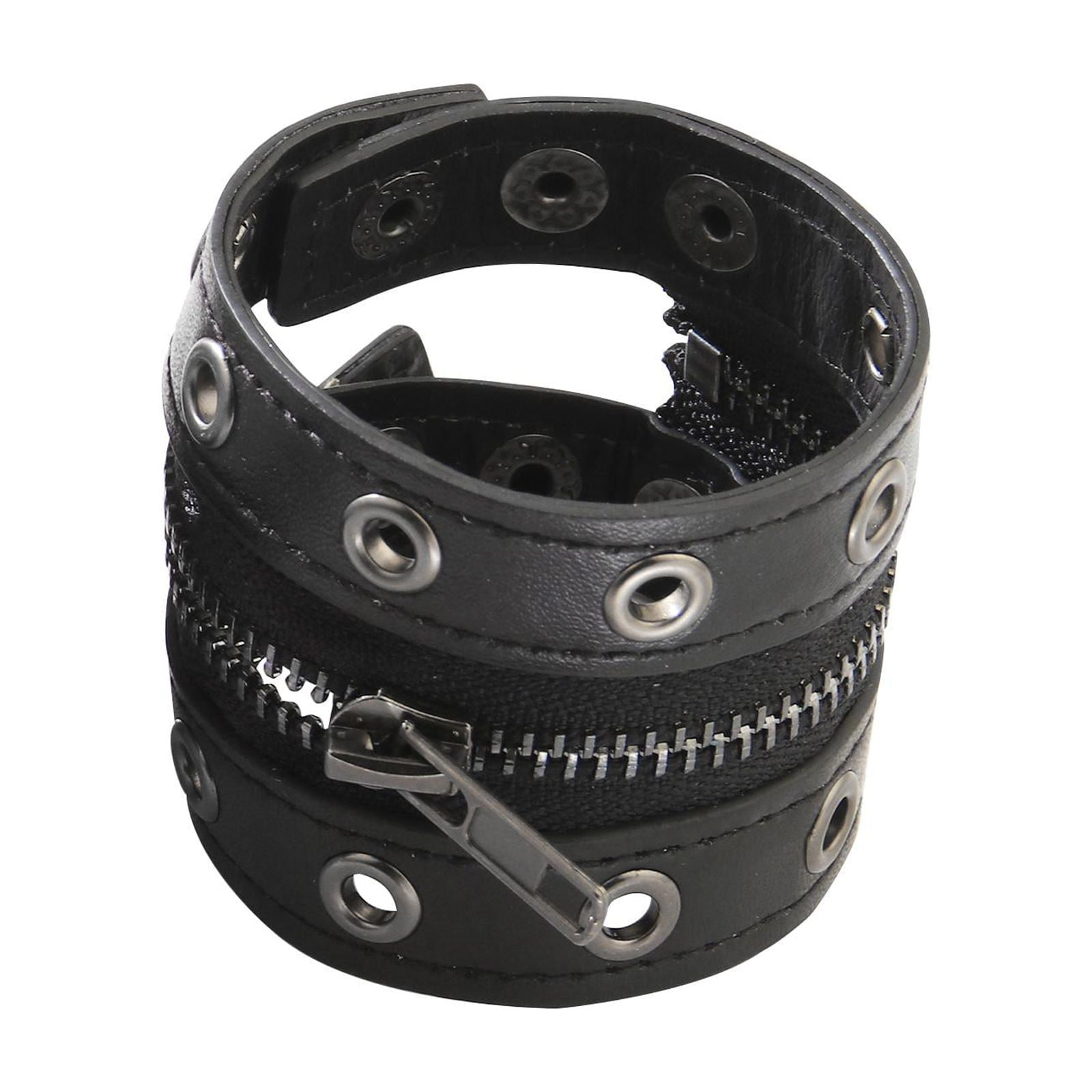 Gothic Punk Charms Leather Bracelet Bangle Wide Cuff Women Men Wristband  Jewelry 