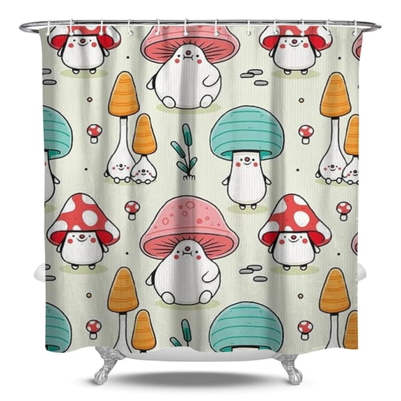 Gothic and Psychedelic Mushroom Shower Curtain, Waterproof Polyester, Machine Washable, Hooks Included, Boho and Trippy Style Bathroom Curtain