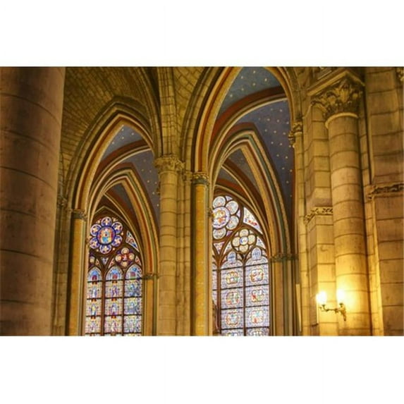 Gothic arches in cathedral Notre-Dame; Paris France Poster Print
