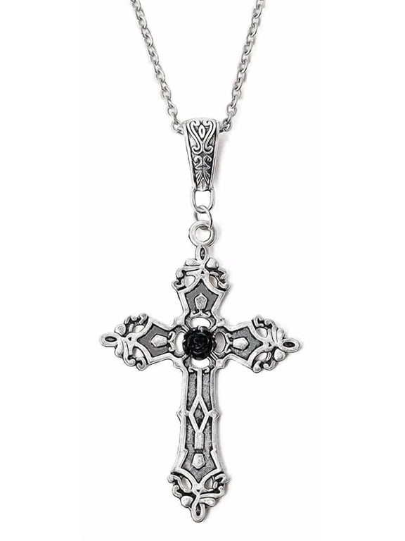 Gothic cross pendant necklace, Gothic punk grunge Y2K cross necklace, Gothic style jewelry, Christmas women's jewelry gift.