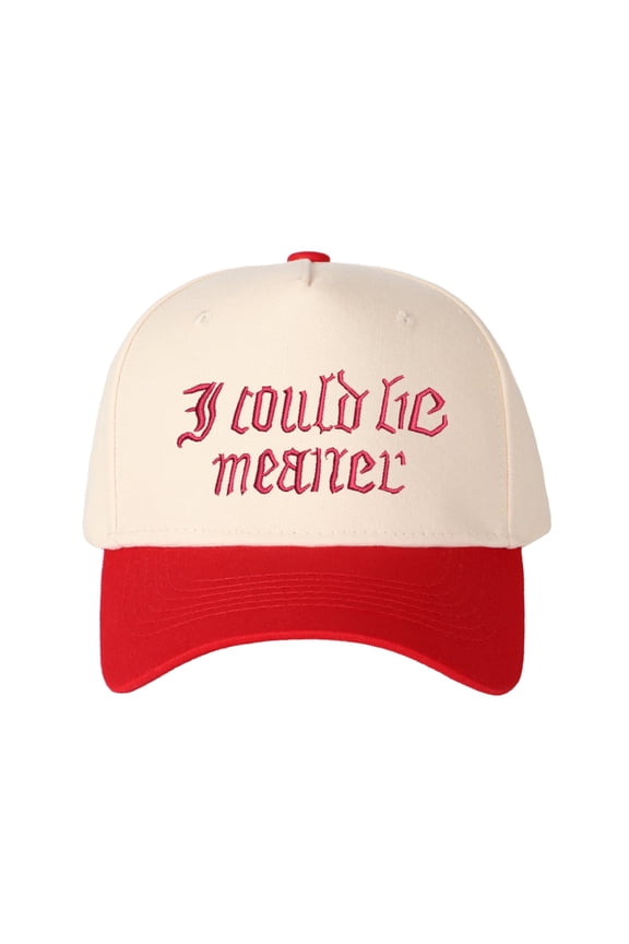 Gothic font I COULD BE A MEANER Letter Embroidered Color Block Trucker Hat Unisex Adjustable Cotton Breathable Fashion Cap for Travel Daily Wear