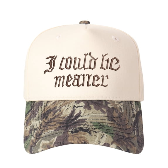 Gothic font I COULD BE A MEANER Letter Embroidered Color Block Trucker Hat Unisex Adjustable Cotton Breathable Fashion Cap for Travel Daily Wear