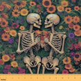 thumbnail image 1 of Gothic's Skull Lover Fabric By The Yard,Oil Painting Daisy Upholstery Fabric,Valentine's Day Decorative Fabric,Groovy Floral Indoor Outdoor Fabric,Orange Green,3 Yards, 1 of 5