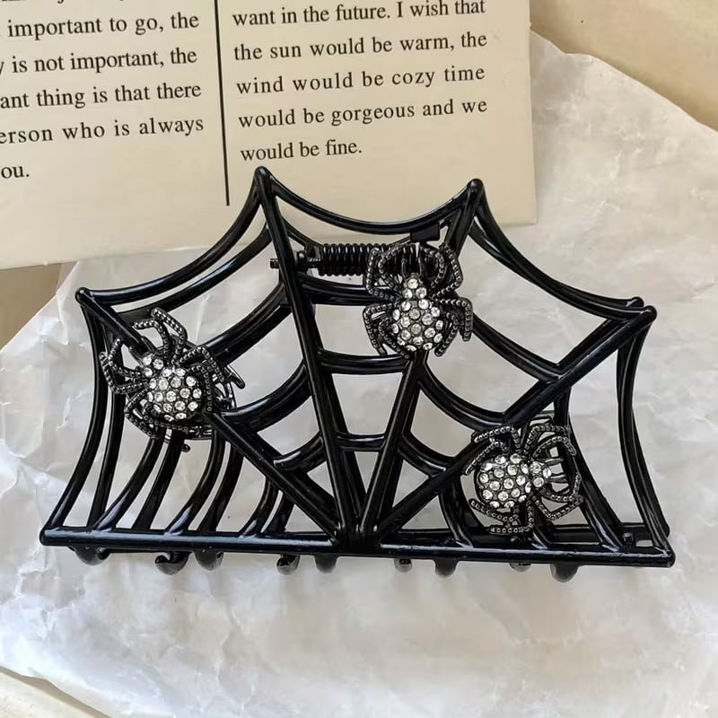 Gothic style creative spider web electric drill hair clip | Retro fun funny hair clip | Halloween party hair accessories | Unique style hair clip on the back of the head