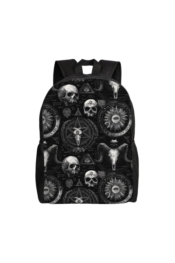 Gothic symbols collage Backpack with 15 Inch Laptop Compartment,Water-Resistant Daypack, Large Capacity Backpack with Adjustable Breathable Shoulder Straps for Daily Use Travel Gym