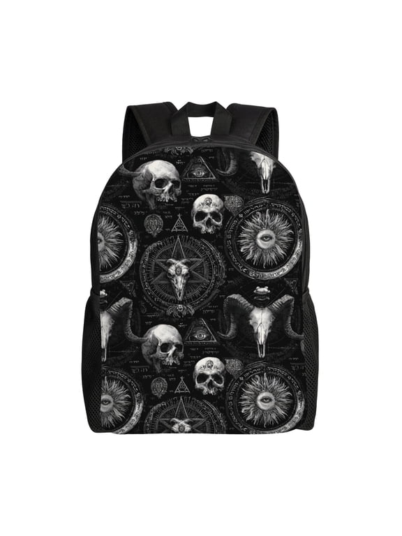 Gothic symbols collage Backpack with 15 Inch Laptop Compartment,Water-Resistant Daypack, Large Capacity Backpack with Adjustable Breathable Shoulder Straps for Daily Use Travel Gym