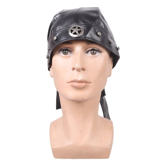 Gothic Skull Studded Leather Cap with Adjustable for Halloween & Role Play Accessories