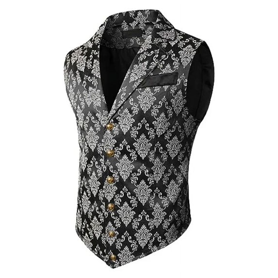 Gotinc Mens Victorian Suit Vest Steampunk Gothic Waistcoat, Men's Casual Vest Halloween Stage Performance Costume