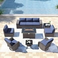 thumbnail image 1 of Gotland 10 Piece Steel Splash-proof Outdoor Conversation Sets with Table and Chairs, Navy Blue, 1 of 9