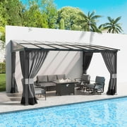 Gotland 10' x 14' Hardtop Gazebo Pergola with Sloping Polycarbonate Pitched Roof,Galvanized Steel Metal for Patios,Gardens,Lawns,Gray