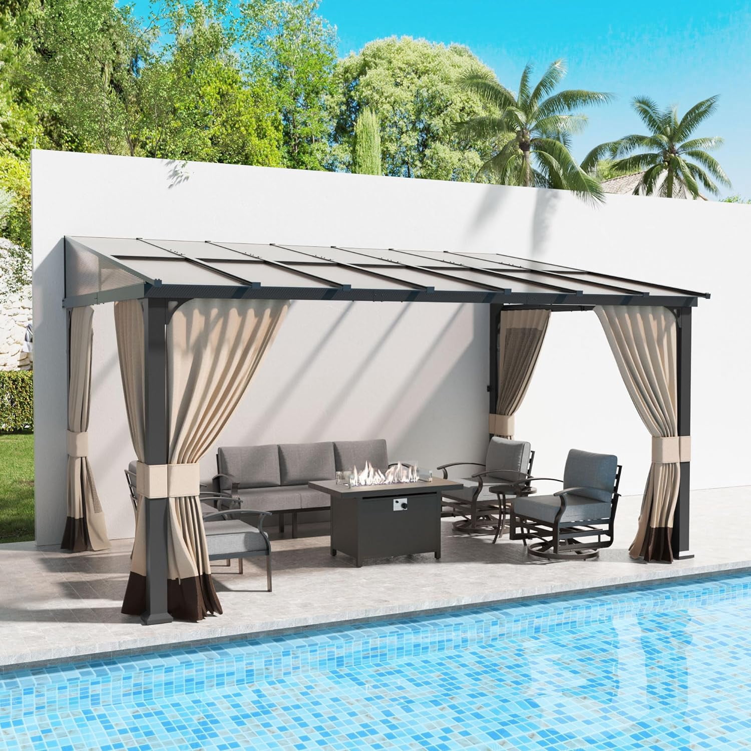 Gotland 10'x14' Hardtop Gazebo Pergola with Sloping Roof for Patios ...