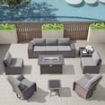 thumbnail image 1 of Gotland 10PCS Outdoor PE Rattan Wicker Patio Furniture Set with 43" Fire Pit Table & Swivel Rocking Chairs Set,Gray, 1 of 7