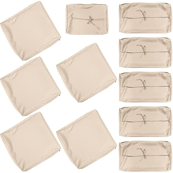 Gotland 11pcs Outdoor Patio Cushion Covers, Splash-Proof, Washable,Smooth and Thick YKK Zipper Cover, Suitable for 5 Seat Replace(Sand)