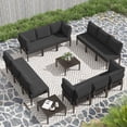 thumbnail image 1 of Gotland 12-Seater Patio Furniture Set - Modern Outdoor Metal Sectional Sofa with Black Thick Cushions and Coffee Table, 1 of 6