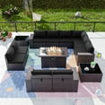 thumbnail image 1 of Gotland 13Pcs Outdoor Patio Sectional Furniture 43" Table PE Wicker Rattan Conversation Sets, Black, 1 of 7