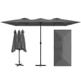 thumbnail image 1 of Gotland 14FT Outdoor Patio Umbrella with Base, UV Protection & Waterproof Double-Sided Rectangle Umbrella with Crank Handle & 12 Sturdy Ribs, Table Umbrella for Garden, Deck, Pool - Gray, 1 of 6