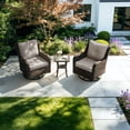 thumbnail image 1 of Gotland 3-Piece Outdoor Patio Furniture Set, Thickened Wicker Swivel Chairs & Side Table, All-Weather Outdoor Conversation Set for Backyard, Porch, Balcony and Deck, Sand, 1 of 6