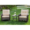 thumbnail image 1 of Kullavik 3 Pieces Patio Swivel Rocker Wicker Chairs-Outdoor Swivel Rocking Chairs with 1 Rattan Coffee Table&2 Grey Thickened Cushions Outdoor Furniture Conversation Sets for Patio Garden - Khaki, 1 of 10
