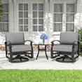 thumbnail image 1 of Gotland 3PCS Outdoor Aluminum Swivel Rocking Chairs, 2-Person Patio Furniture Conversation Set with Coffee Table and Cushions, Gray, 1 of 7