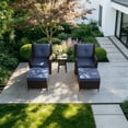thumbnail image 1 of Gotland 5-Piece Outdoor Patio Furniture Set, 2 Wicker Swivel Chairs, 1 Side Table & 2 Ottomans, All-Weather Conversation Set for Backyard, Porch, Deck, Navy Blue, 1 of 6