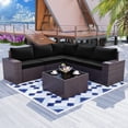 thumbnail image 1 of Gotland 6 Pieces Outdoor Patio Furniture Set Rattan Wicker Conversation Set,Wide Armrest (Black), 1 of 5