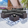 thumbnail image 1 of Gotland 6 Pieces Outdoor Patio Furniture Set Rattan Wicker Conversation Set,Wide Armrest (Grey), 1 of 6