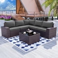 thumbnail image 1 of Gotland 6 Pieces Outdoor Patio Furniture Set Rattan Wicker Conversation Set,Wide Armrest (Grey), 1 of 7