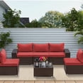 thumbnail image 1 of Gotland 6 Pieces Patio Conversation Set Outdoor Sectional Sofa Set PE Rattan Sectional sofa Set (red), 1 of 7