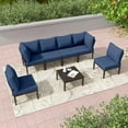 thumbnail image 1 of Gotland 6-Seater Patio Furniture Set - Modern Outdoor Metal Sectional Sofa with Navy Thick Cushions and Coffee Table, 1 of 6