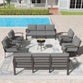 thumbnail image 1 of Gotland 7 Piece Aluminum Outdoor Conversation Set with 2 Swivel Chairs, Gray/Cushions, 1 of 6
