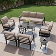 thumbnail image 1 of Gotland 7 Piece Aluminum Patio Furniture Set,Modern Metal Outdoor Patio Furniture w/5.1'' Thick Cushion,Swivel Chairs and Round Coffee Table,Patio Conversation Sets for Porch,Deck,Sand, 1 of 7