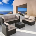 thumbnail image 1 of Gotland 7 Piece Outdoor Patio Furniture Set PE Rattan Wicker Patio Sectional Sofa Conversation Set(Sand), 1 of 8