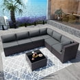 thumbnail image 1 of Gotland 7 Piece Patio Conversation Set,Rattan Wicker Outdoor Furniture Patio Sectional Sofa(Grey), 1 of 7