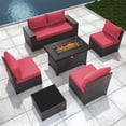 thumbnail image 1 of Gotland 7 Pieces Outdoor Patio Furniture with 43"Fire Pit Table, Furniture Patio Sectional Sofa Set,red, 1 of 6