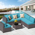 thumbnail image 1 of Gotland 7 Pieces Patio Conversation Set Outdoor Sectional Sofa Set PE Rattan Sectional sofa Set (blue), 1 of 6