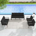 thumbnail image 1 of Gotland 7 Seats Outdoor Metal Patio Furniture Set with 5.1" Thick Cushion Patio Conversation Sectional Sofa Sets-Black, 1 of 4