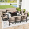 thumbnail image 1 of Gotland 8 Piece Aluminum Patio Outdoor Conversation Sets with Chairs and Table, Sand, 1 of 7