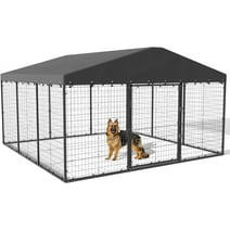 Gotland Large Outdoor Dog Kennel Heavy Duty Dog Cage Dog Fence with Roof Cover and Sturdy Galvanized Metal Frame,Double Safety Locks