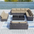 thumbnail image 1 of Gotland Outdoor Patio Furniture Sectional Conversation Set 12Pcs Rattan Wicker 10 Cushion Table Sand, 1 of 7