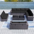 thumbnail image 1 of Gotland Outdoor Patio Furniture Set 12Pcs Sectional Rattan Sofa Set Wicker 10 Cushion 2 Table, Black, 1 of 7
